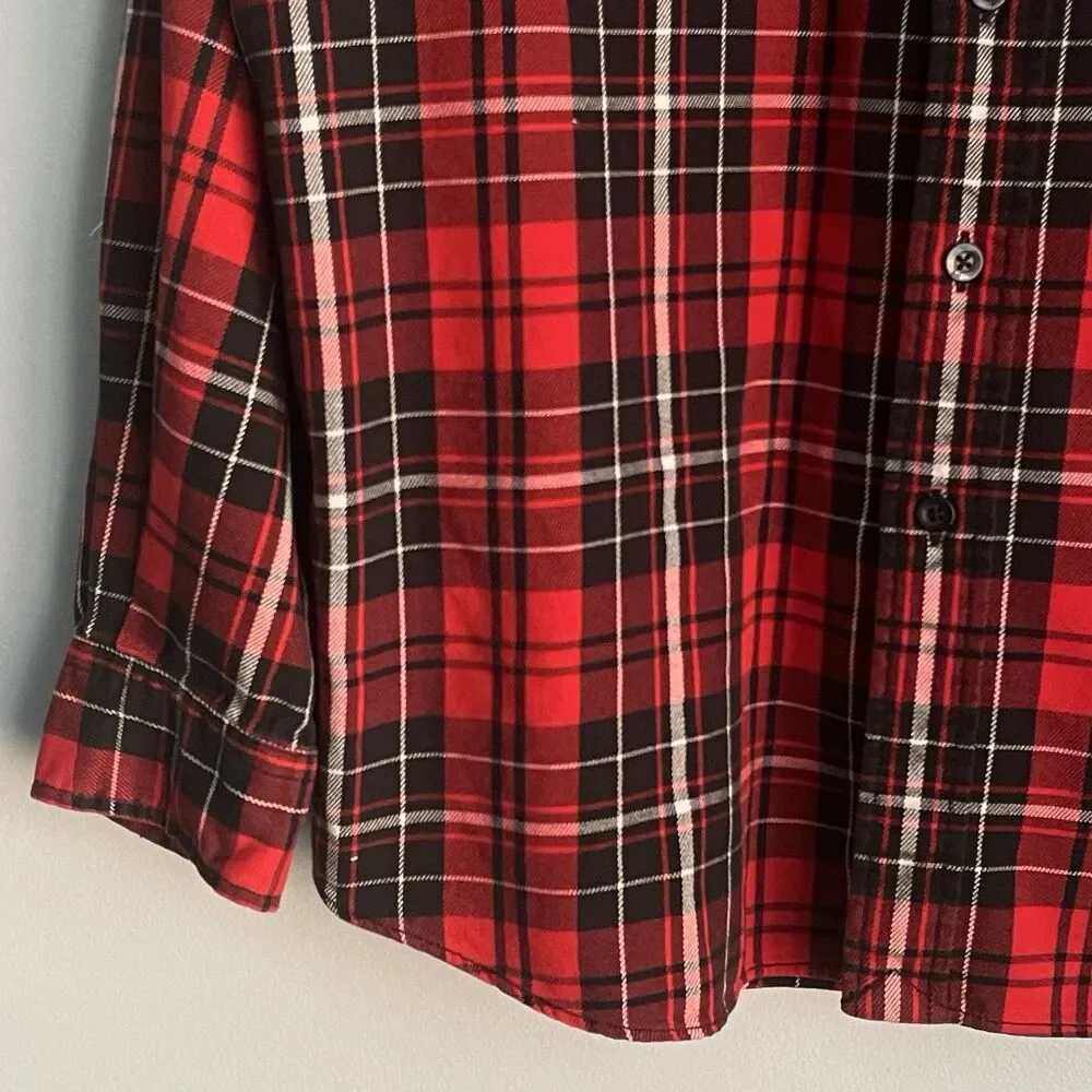Vintage Polo Ralph Lauren Flannel Shirt Mens Sz M Red Tartan Plaid Button Up